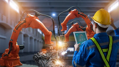 AI controlled smart factory robots