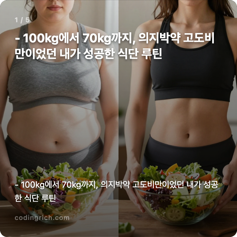 – 100kg에서 70kg까지, 의지박약 고도비만이었던 내가 성공한 식단 루틴